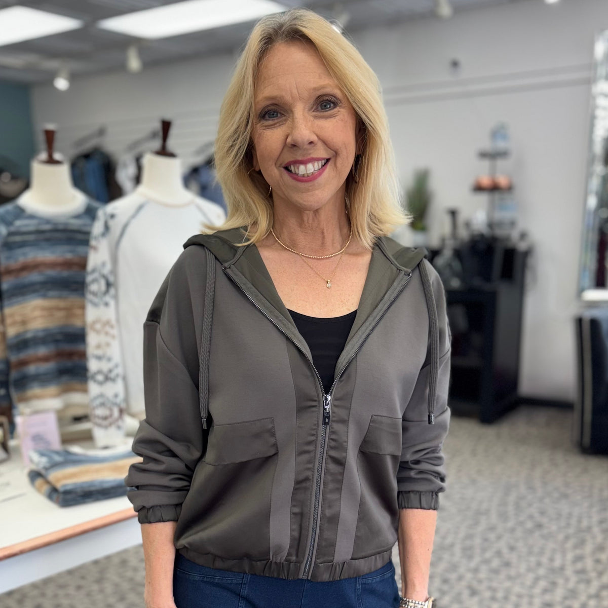 Satin Trim Boxy Jacket