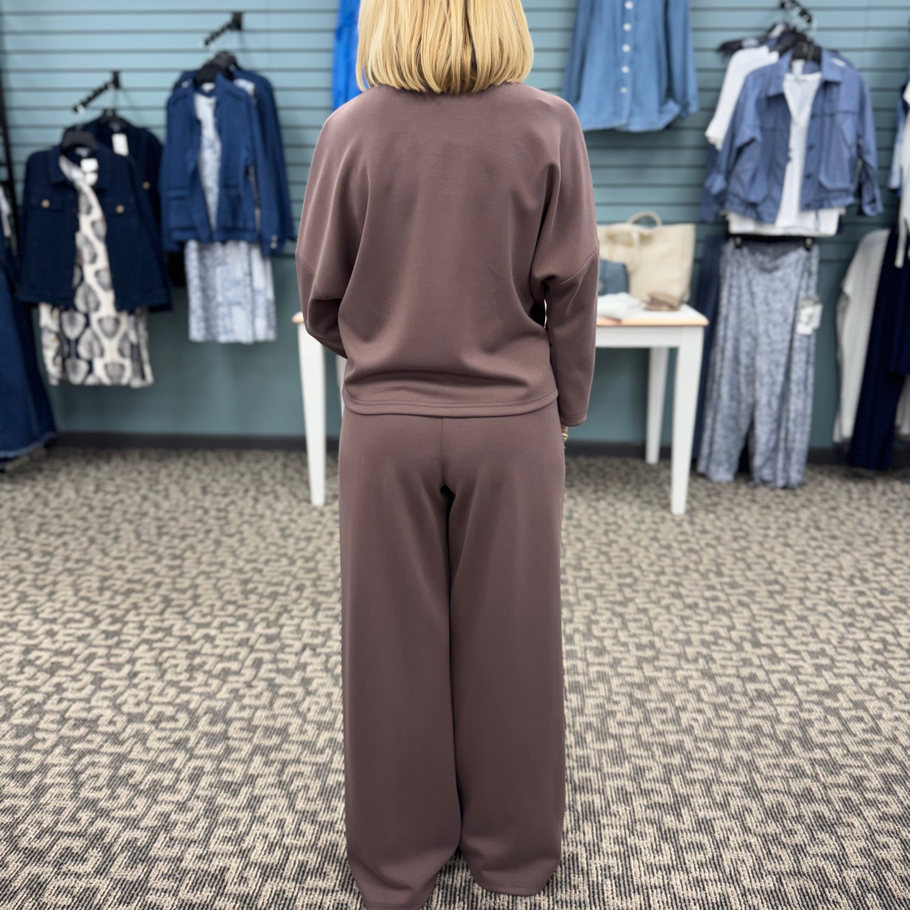 Scuba Jersey Mock-Neck Wide Leg Jumpsuit