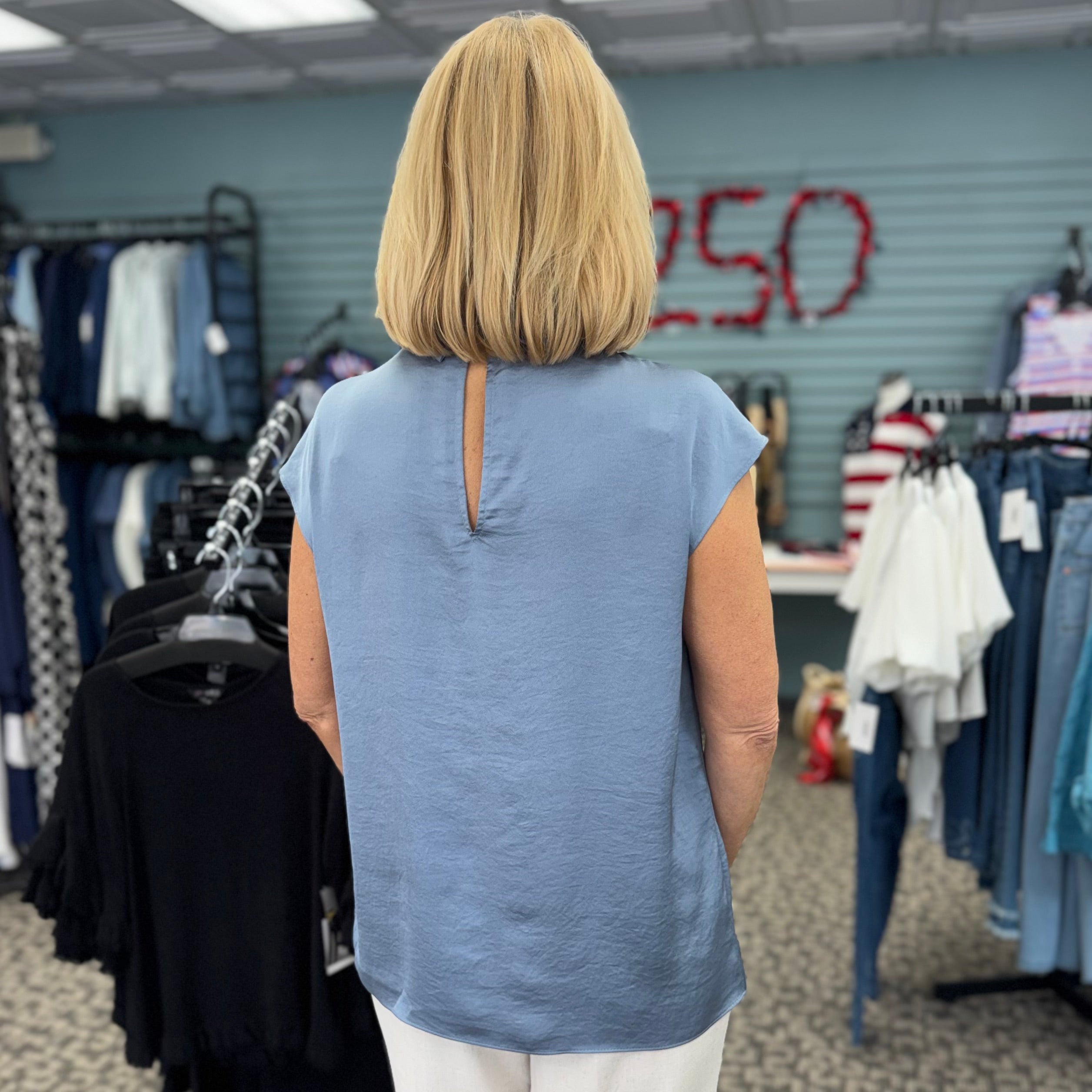 Recycled Hammered Satin Turtleneck Top