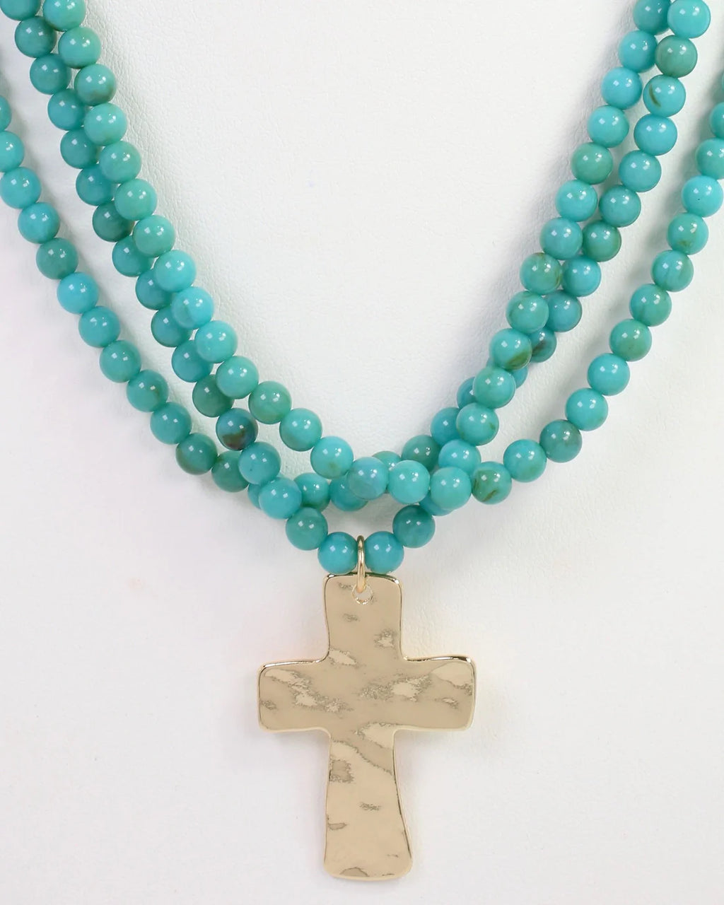 Barstow Layered Beaded Cross Necklace Turquoise