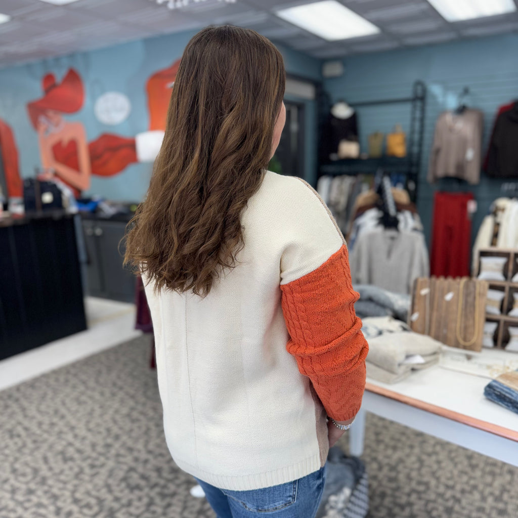 Patch Pocket Color Block Sweater