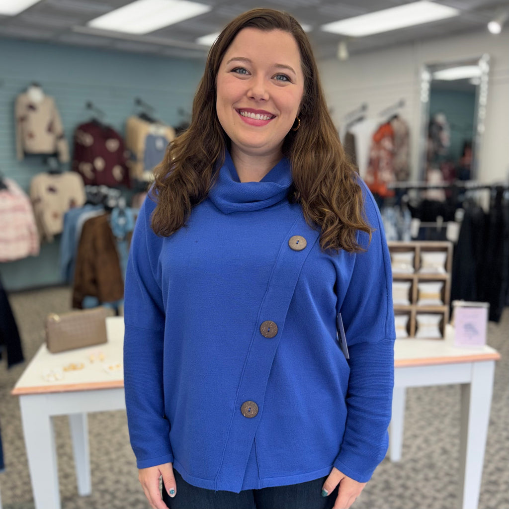 Lulu B Buttoned Asymmetrical Sweater