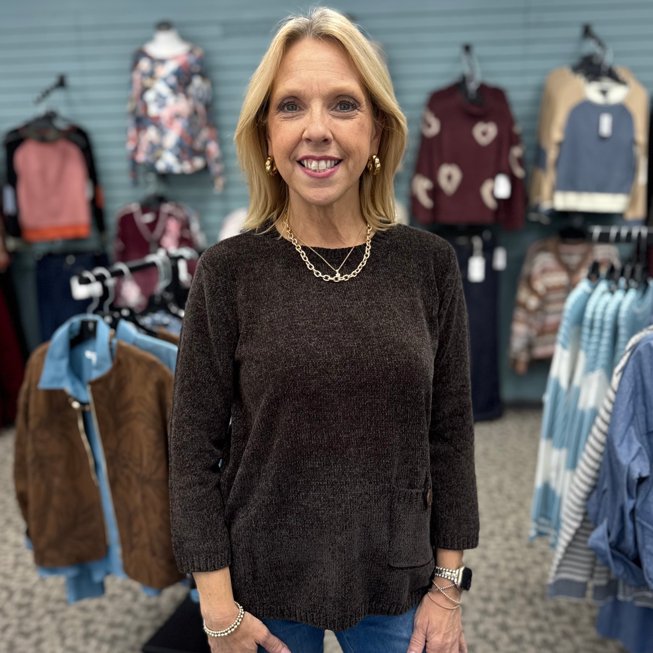 Lulu B 3/4 Sleeve Chenille Pullover