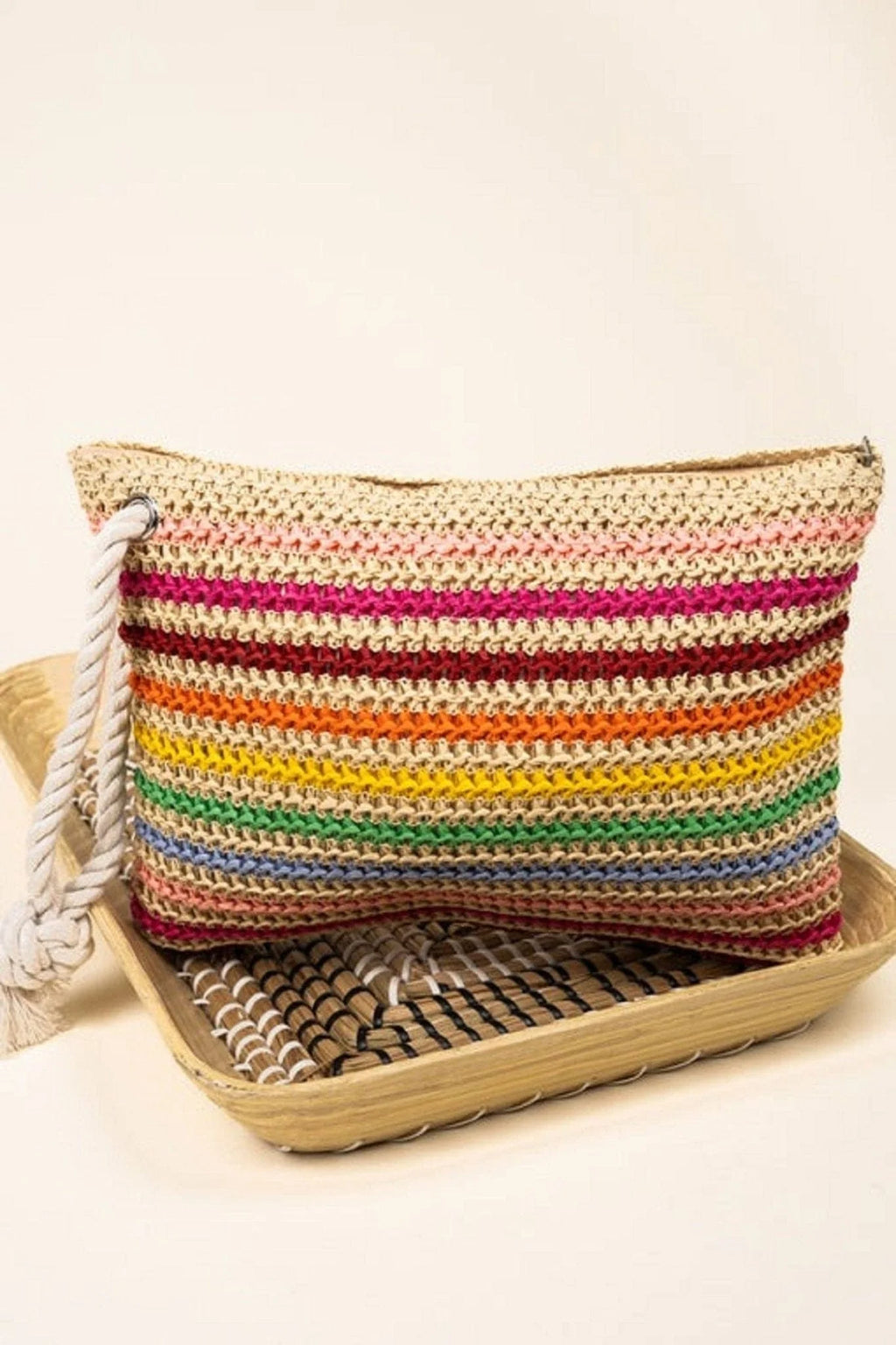 STRAW STRIPE POUCH