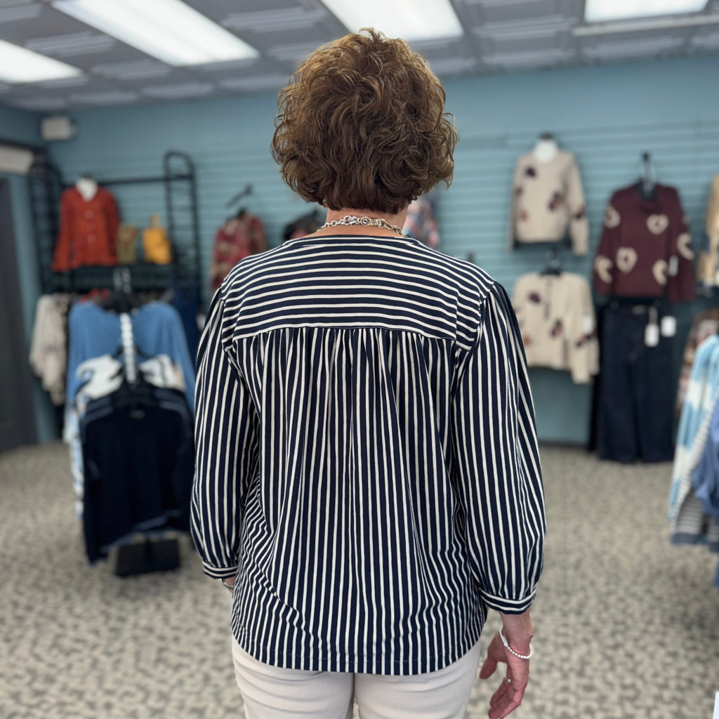 3/4 Puff Sleeve Drop Shoulder Knit Top