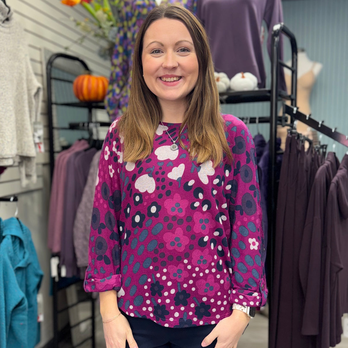 3/4 Dolman Sleeve Scoop Neck Top