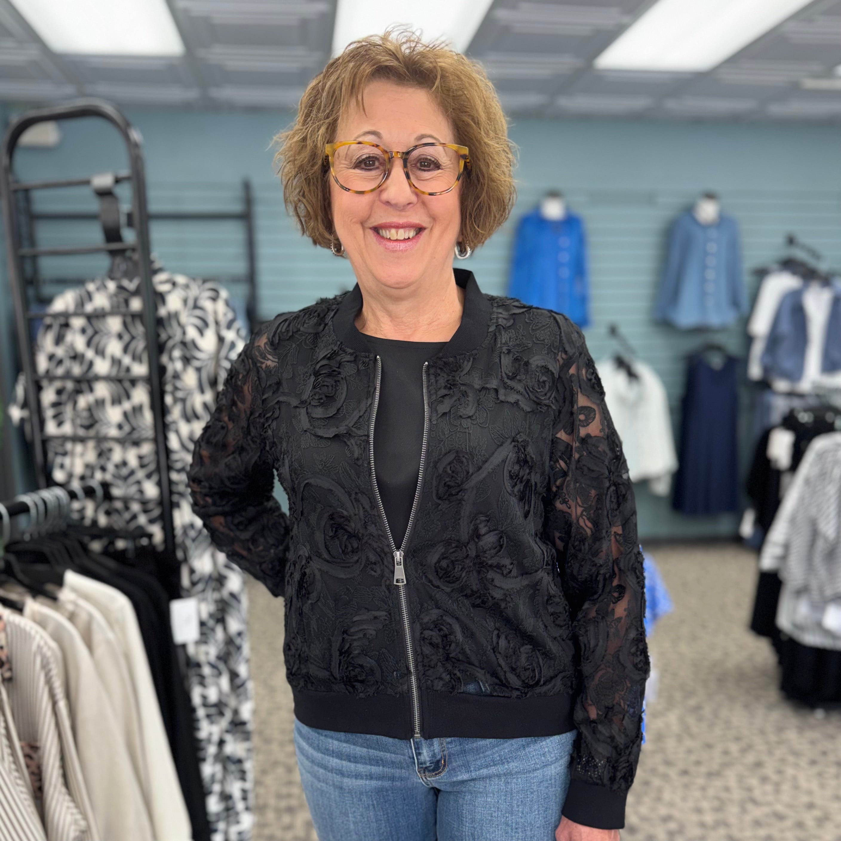 Embroidered Knit Net Jacket