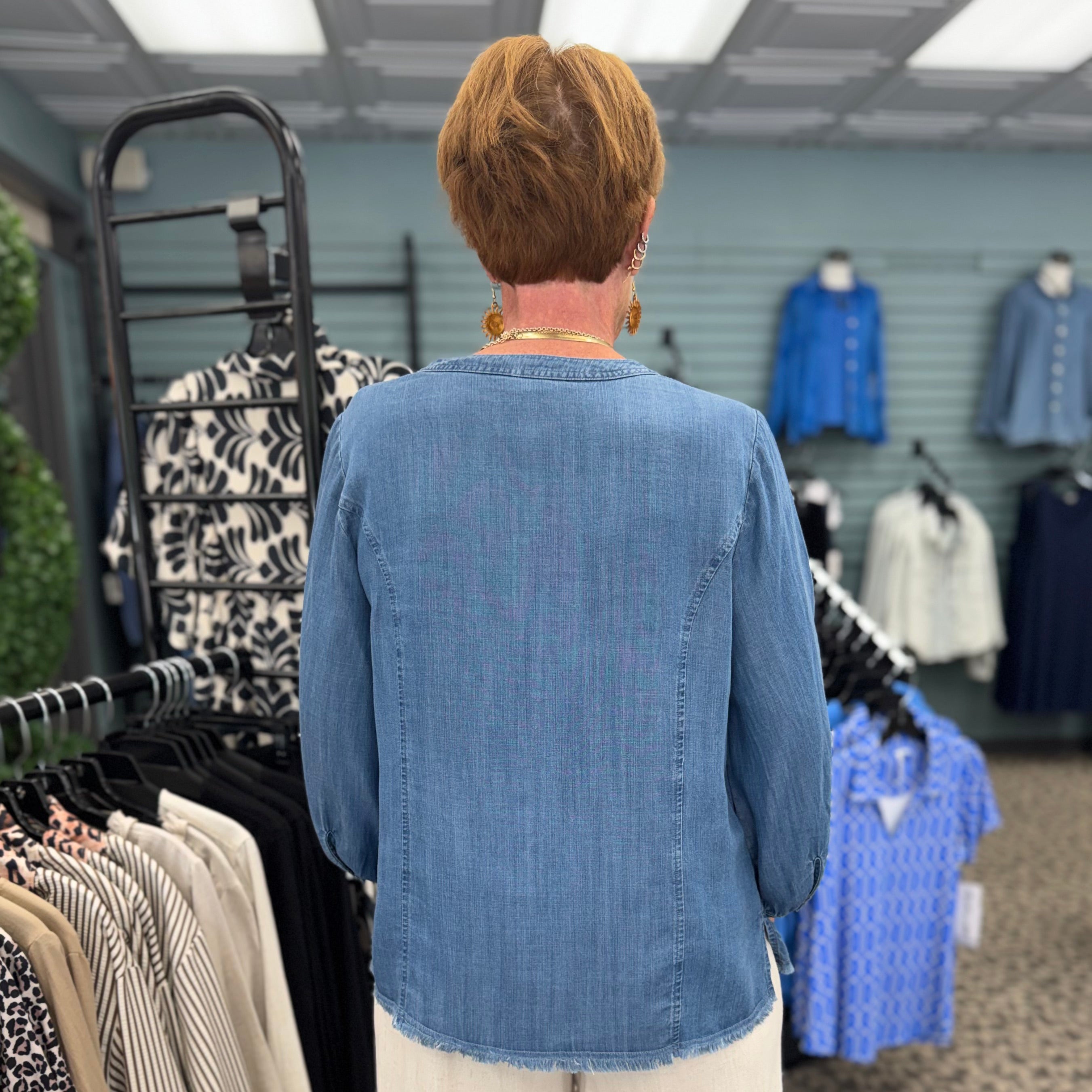 Embroidered Lyocell Denim Shirt
