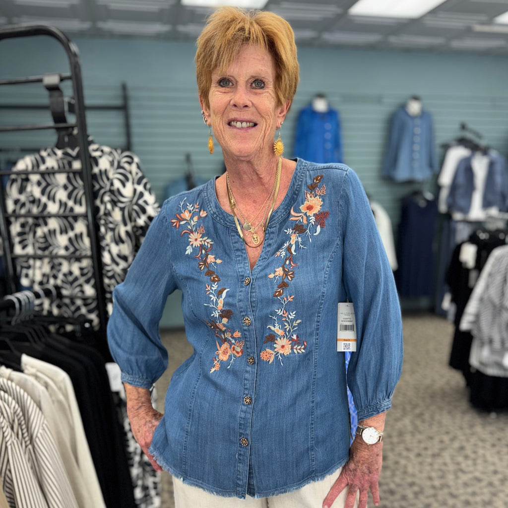 Embroidered Lyocell Denim Shirt