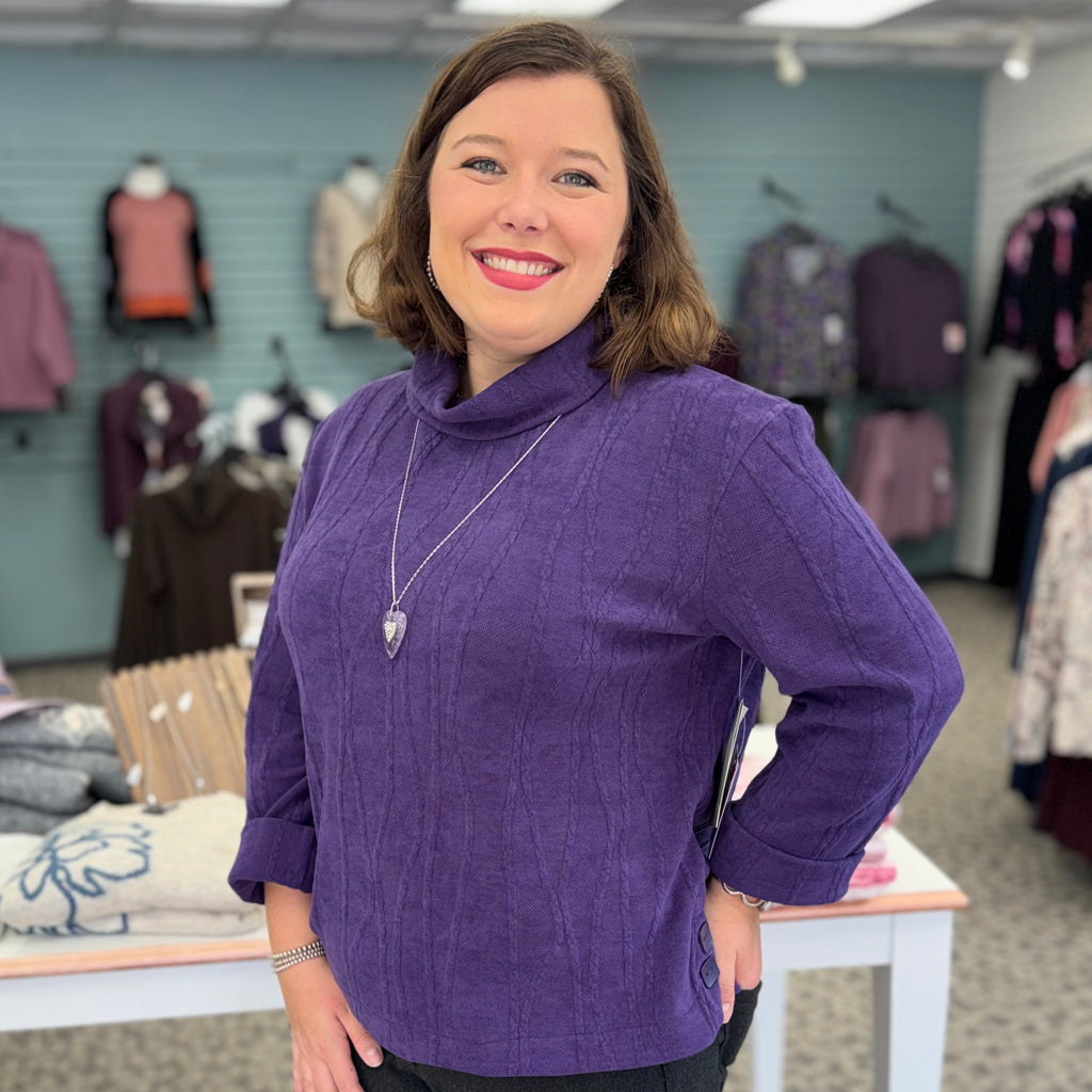 Knit Turtleneck with 3/4 Sleeve