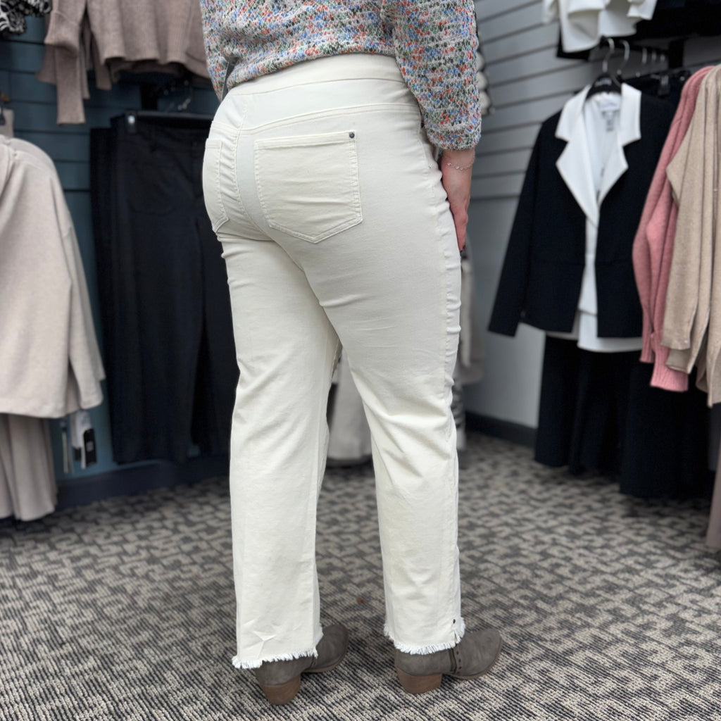 Woven Fringe Hem Ankle Pant