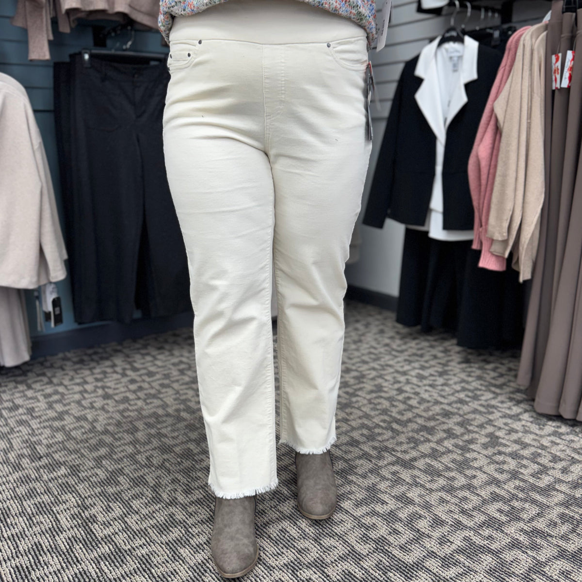Woven Fringe Hem Ankle Pant