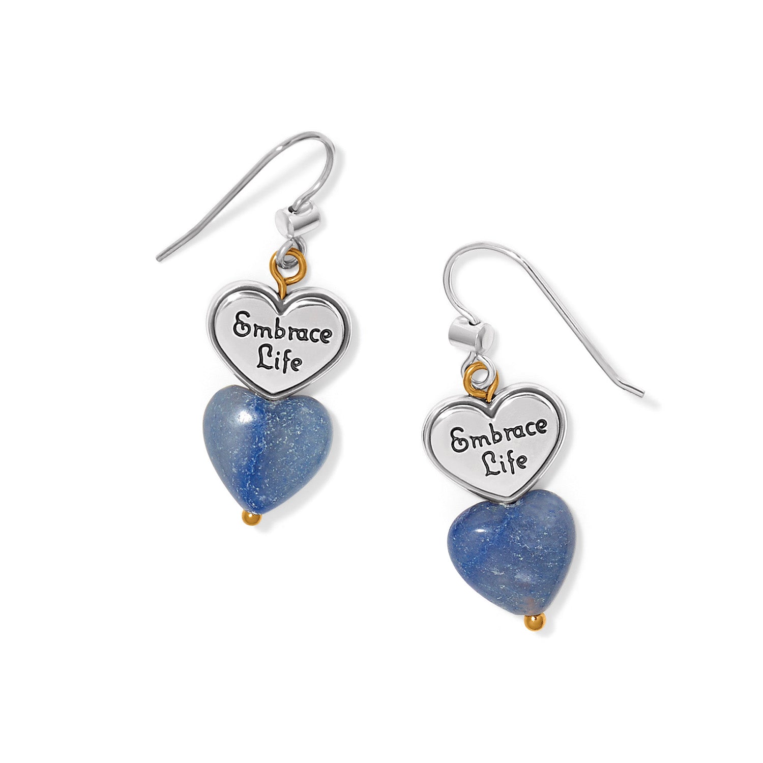 One Heart Duo Heart French Wire Earrings