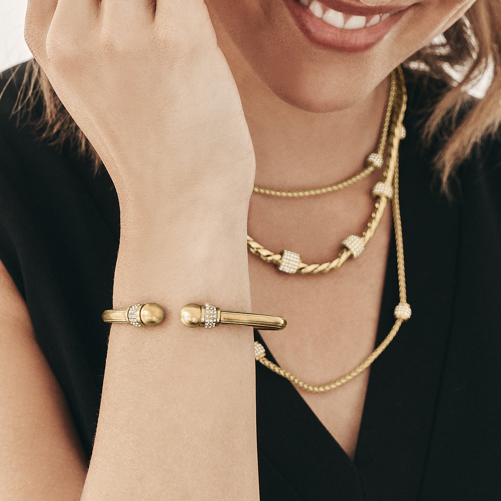 Meridian Open Hinged Bangle-Gold