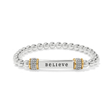 Load image into Gallery viewer, Meridian Believe Two Tone Stretch Bracelet

