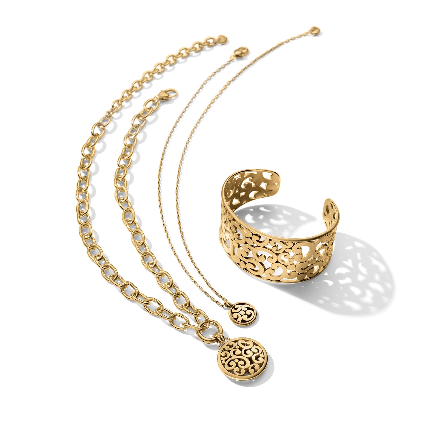 Contempo Medallion Charm Necklace-Gold