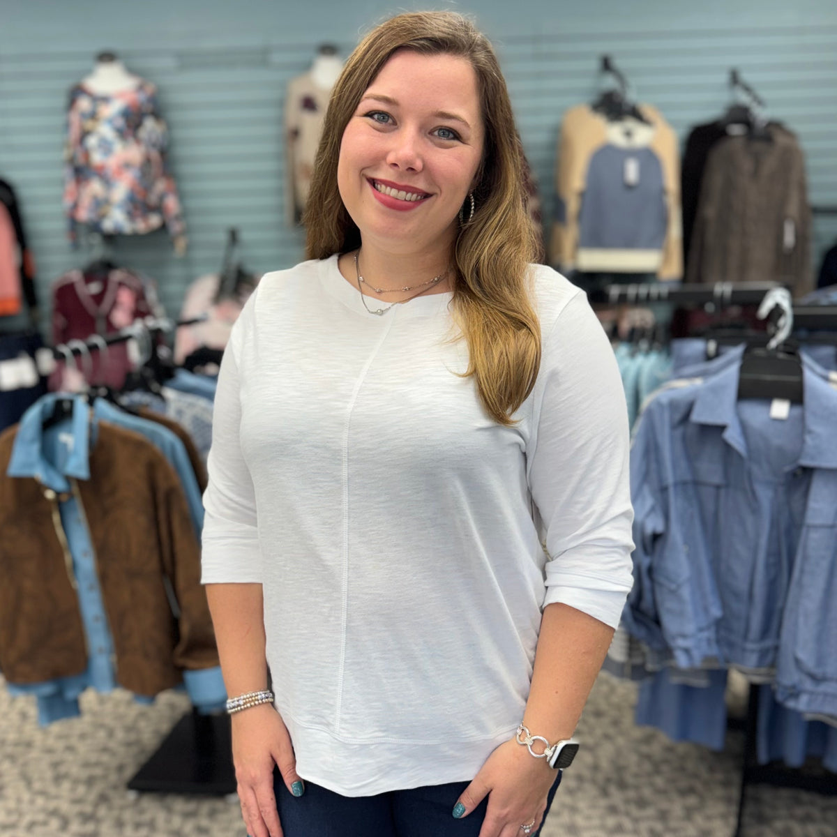 R7758 Boatneck 3/4 Sleeve Top