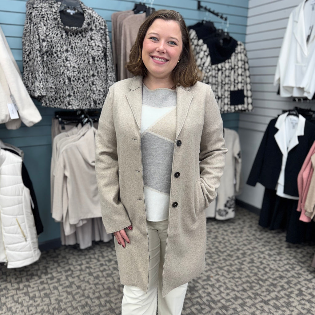 Brushed Knit Long Coat with Raw Edges