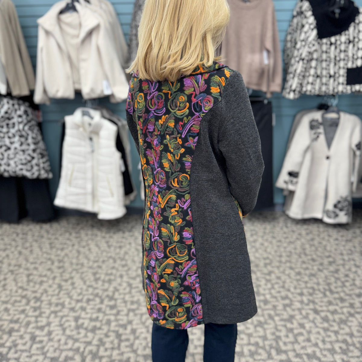 Embroidered Trim Detail Button-Up Jacket