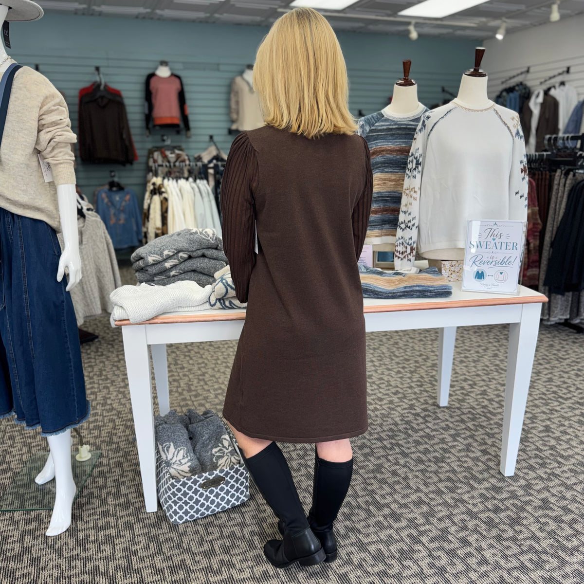 Boat Neck A-Line Knit Dress