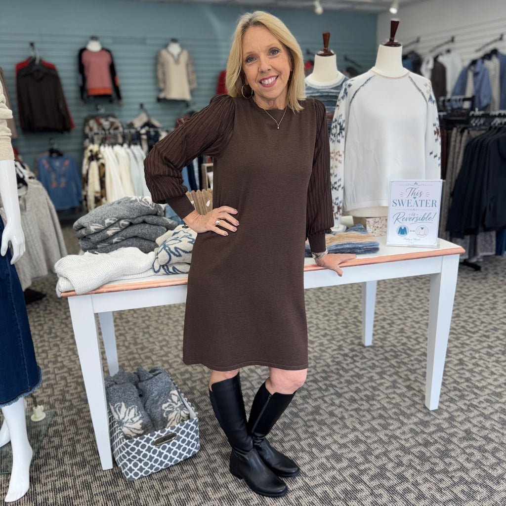 Boat Neck A-Line Knit Dress