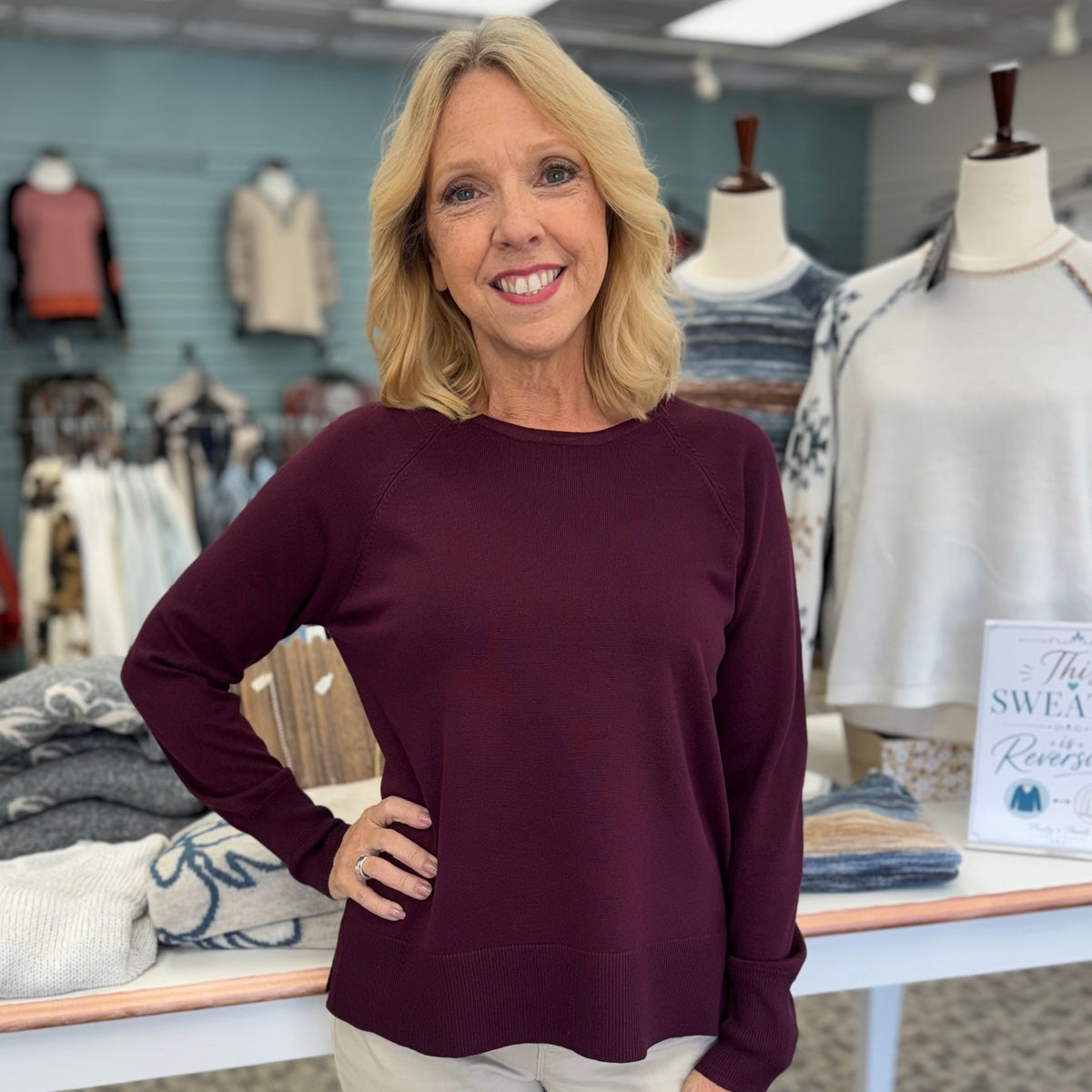 Crew Neck Soft Knit Lightweight Sweater