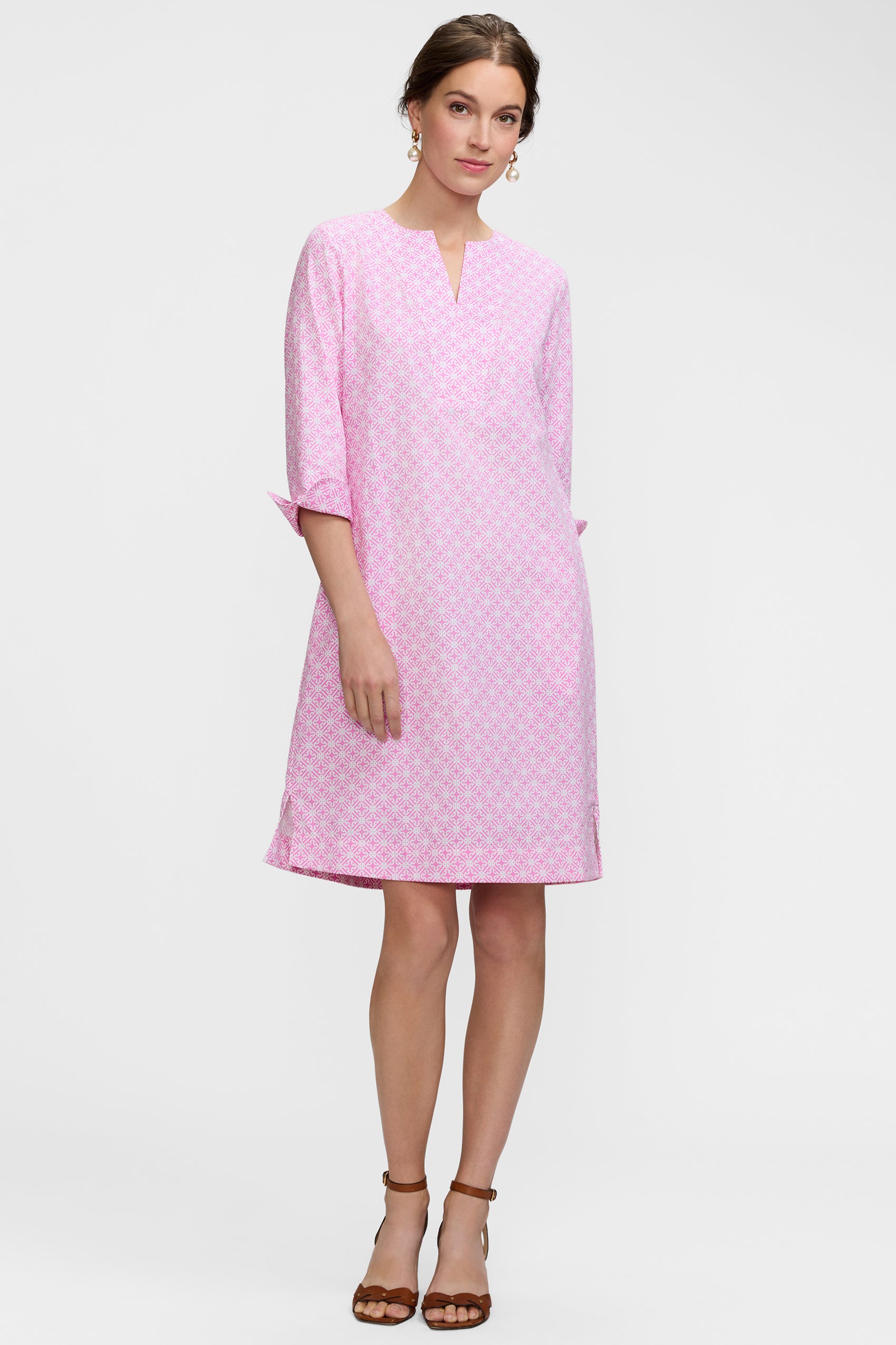 Vena 3/4 sleeve Geo Lattice Dress