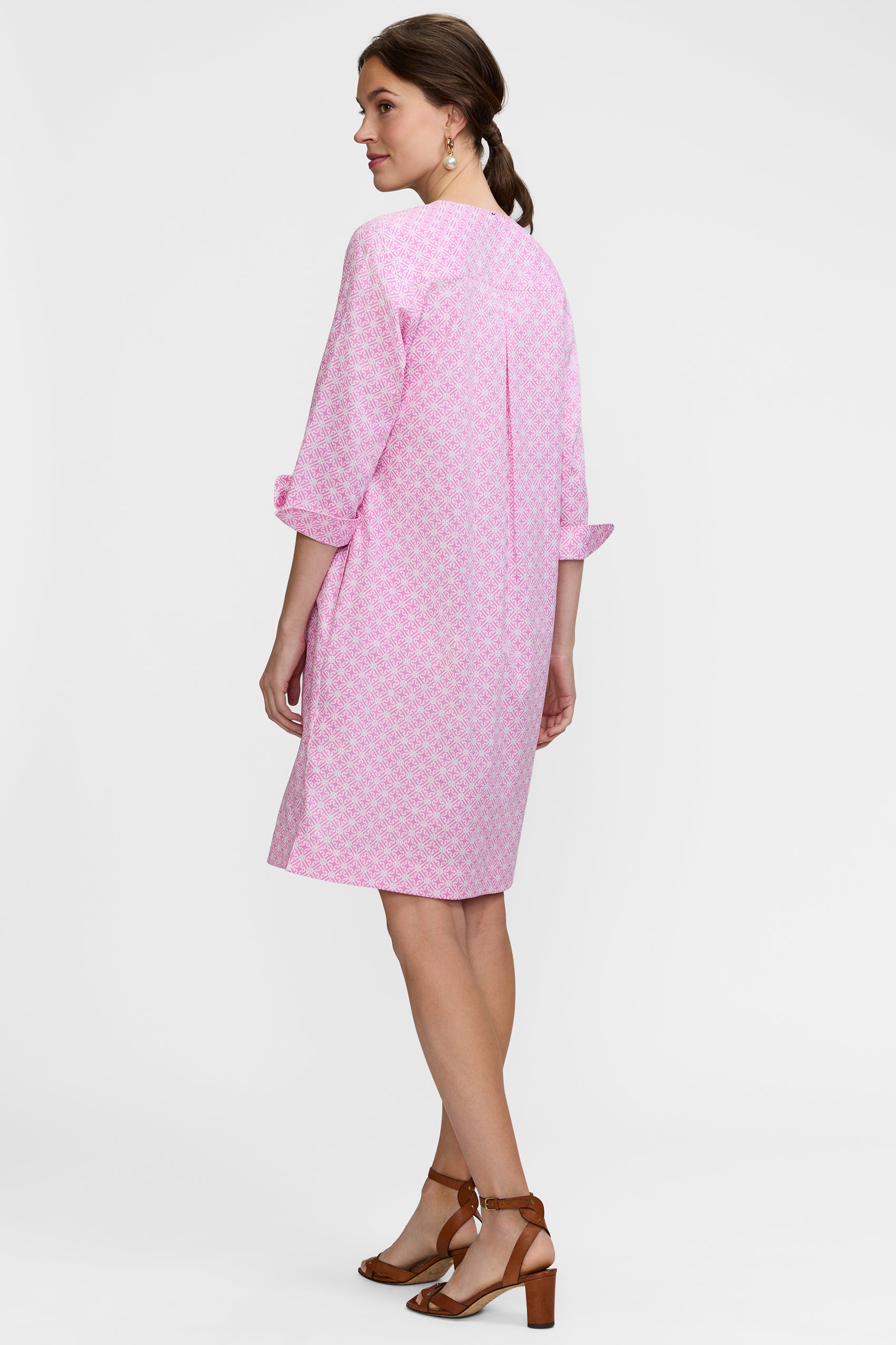 Vena 3/4 sleeve Geo Lattice Dress