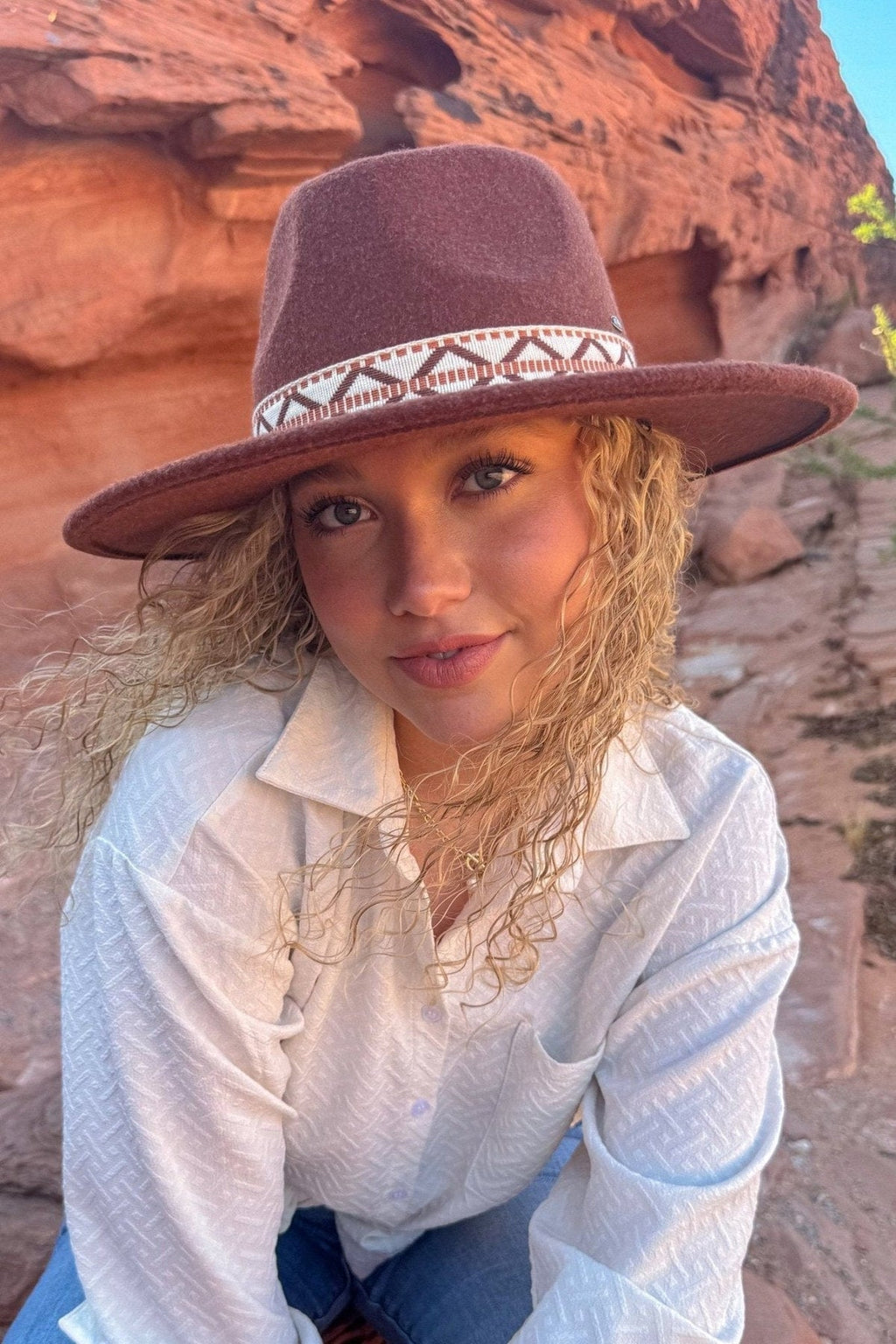 Geometric Band Felt Panama Hat