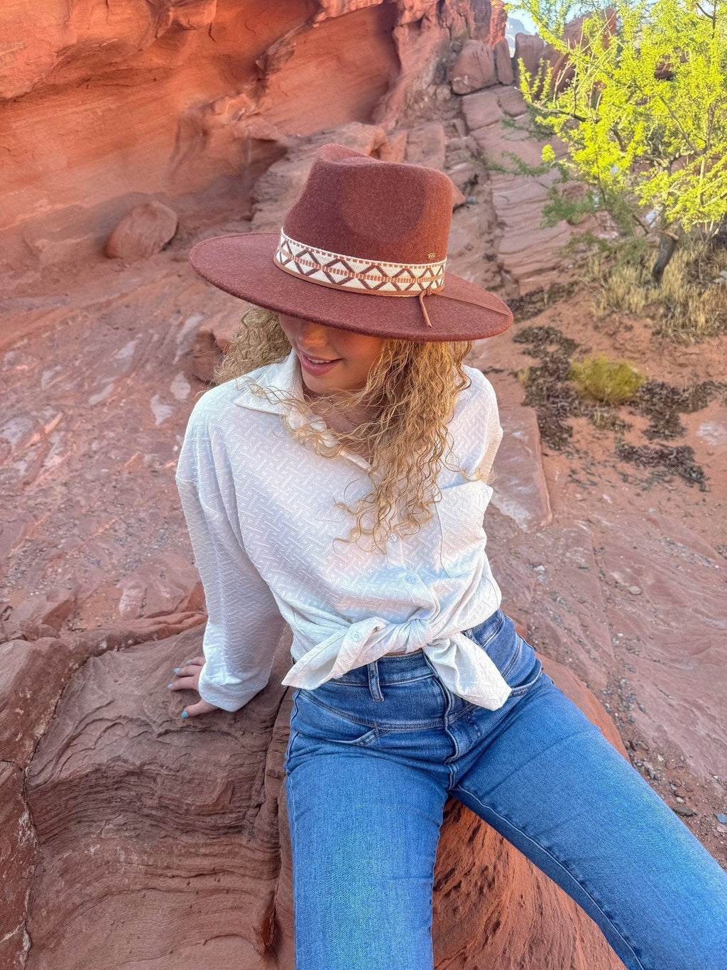 Geometric Band Felt Panama Hat