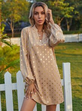 Load image into Gallery viewer, Notched Neck Gold Polka Dotted Tunic Dress
