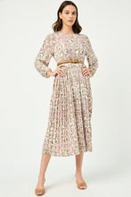 Load image into Gallery viewer, Watercolor Print Long Sleeve Pleated Dress
