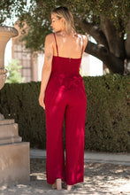 Load image into Gallery viewer, solid crepe sleeveless adjustable strap full straight leg jumpsuit
