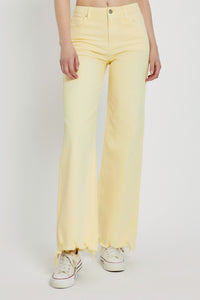 Pale Yellow High Rise Wide Jeans