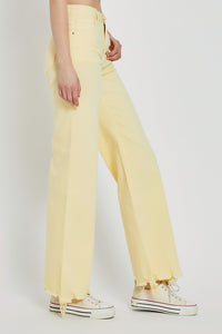 Pale Yellow High Rise Wide Jeans