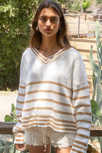 Load image into Gallery viewer, White and Gold Stripe Sweater
