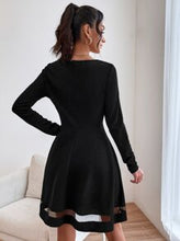Load image into Gallery viewer, Mesh Insert Square Neck Flare Hem Dress
