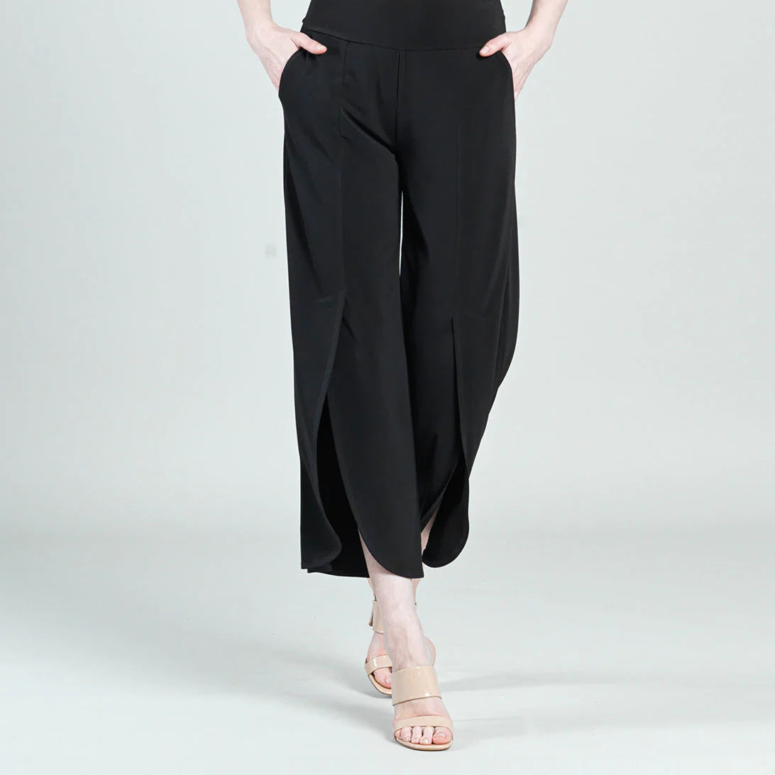 PT30 Front Slit Ankle Petal Pant - Black