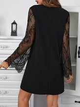 Load image into Gallery viewer, Contrast Lace Scallop Trim Tunic Dress
