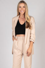 Load image into Gallery viewer, Solid Woven Ruched Sleeve Blazer
