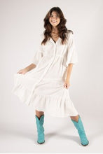 Load image into Gallery viewer, Gauze Half Sleeve V-Neck Midi Dress
