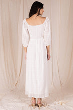 Load image into Gallery viewer, Square Neck 3/4 Sleeve Shirred Body Maxi Dress
