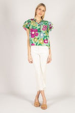 Load image into Gallery viewer, Ruffled Floral Print Short Sleeve Top
