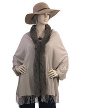 Load image into Gallery viewer, Wrap shawl with fur trim
