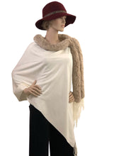 Load image into Gallery viewer, Wrap shawl with fur trim
