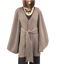 Load image into Gallery viewer, Wool feel belted cape
